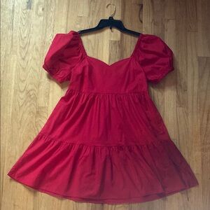 Red Women’s Medium Puff-Sleeve Mini Dress